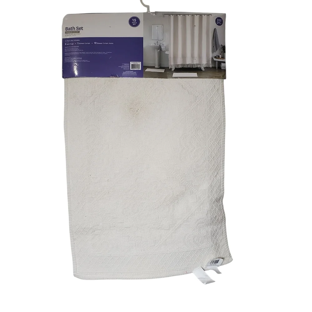 New Better Homes And Gardens Harbor Crochet Off White Bath Set